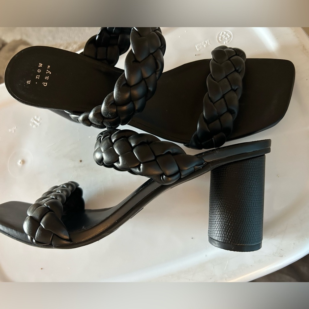 Black Braided Heeled Sandals